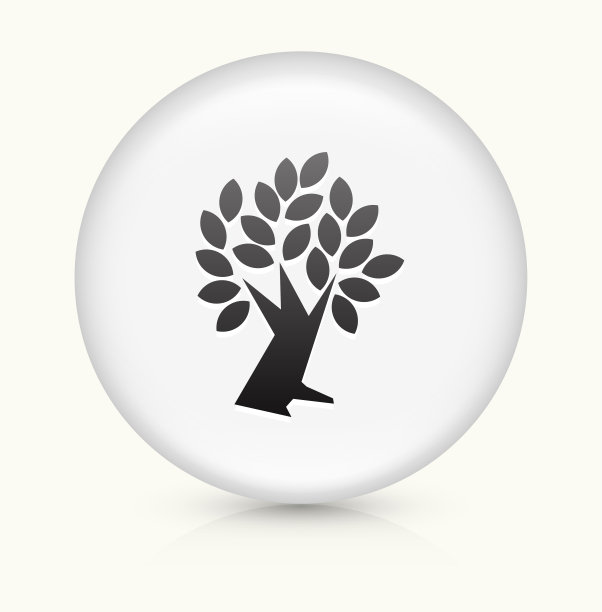 树图标上的白色圆形矢量按钮图片下载