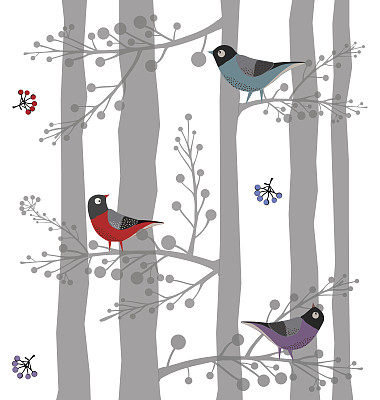 树上的鸟，森林，冬天图片下载