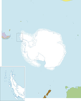 带有冰架的南极洲详细地图图片下载