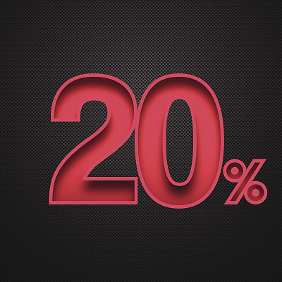 20%设计(20%)。碳纤维背景上的红色数字图片下载