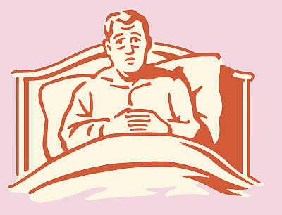 男人在床上坐起来图片下载