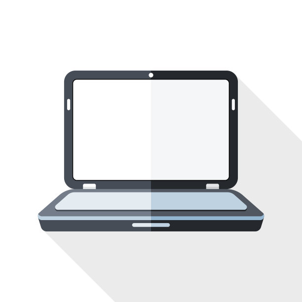 笔记本电脑图标与长阴影在白色的背景图片下载