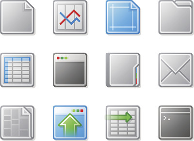 灰色和蓝色塑料看Web图标渐变填充图片下载