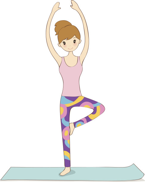 年轻女子做树姿势Vrksasana图片下载