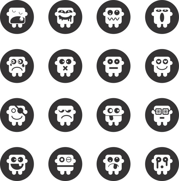 表情符号集1 -黑圈系列图片下载