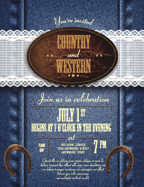 国家和西方的邀请设计模板图片下载