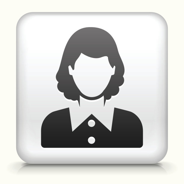 方形按钮与女人的脸版税免费矢量艺术图片下载