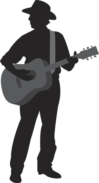 男子弹吉他剪影图片下载