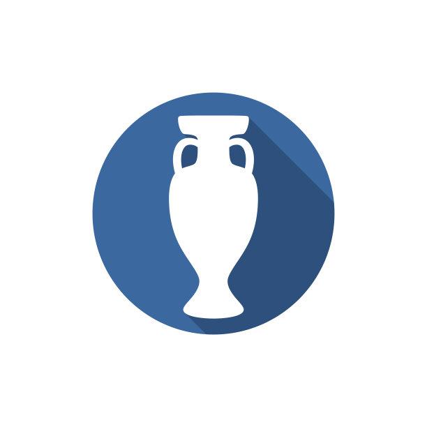 平蓝色的欧洲奖杯图标与阴影图片下载