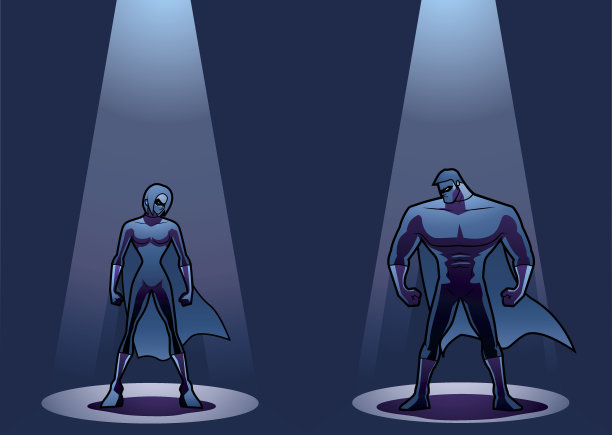 光下的超级英雄情侣素材图片