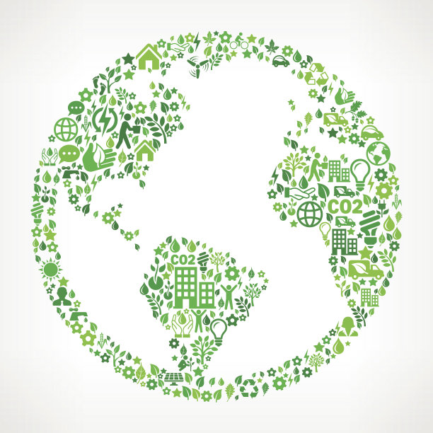 世界地图全球环境保护和自然界面图标模式图片下载