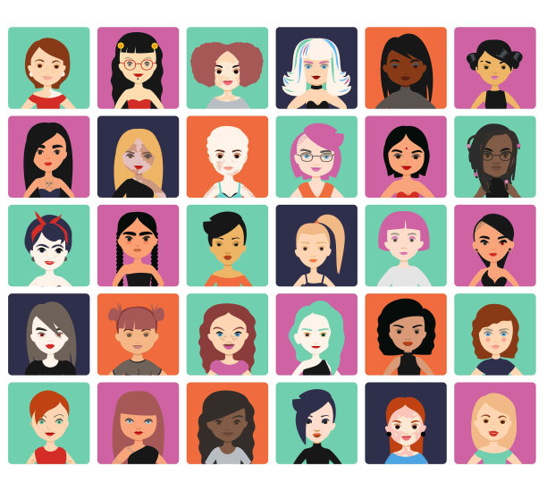 一组头像图标女孩图片下载