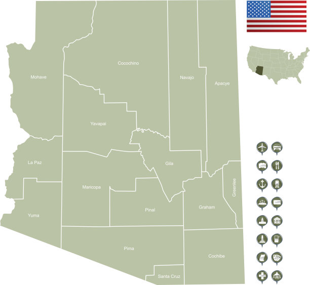 亚利桑那州的地图图片下载
