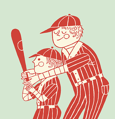 男人帮助孩子在球棒图片下载