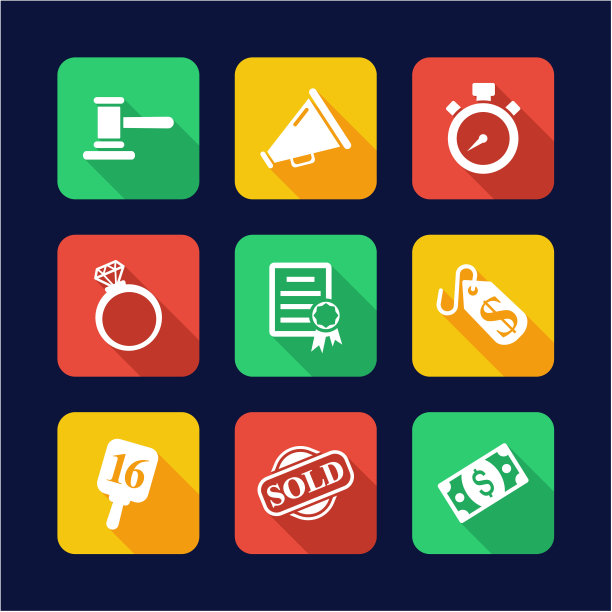 拍卖图标平面设计图片下载