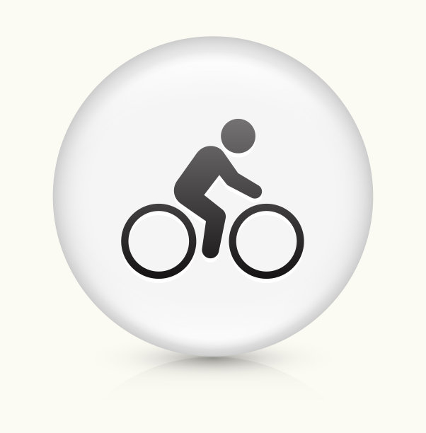 自行车图标上的白色圆形矢量按钮图片下载