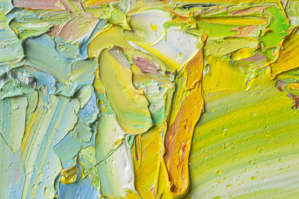 抽象画以绿、黄、蓝为艺术背景。图片下载