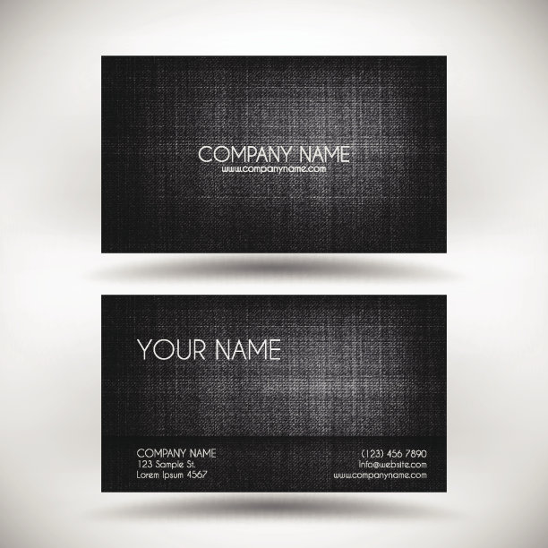 名片模板与黑色画布纹理图片下载