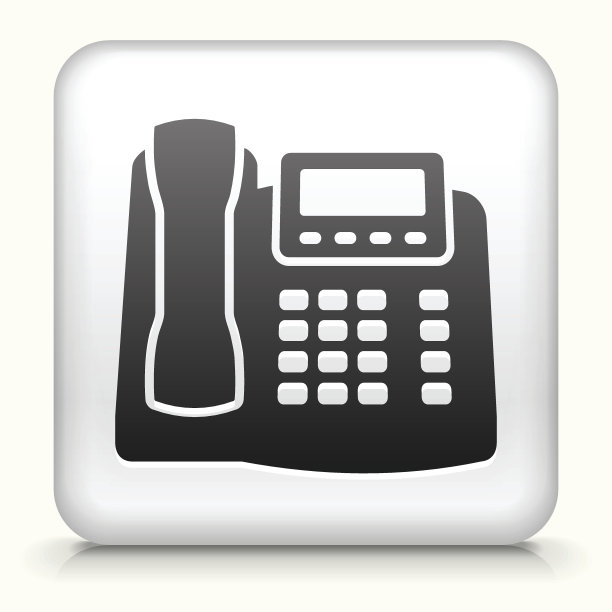 方形按钮与办公电话版税免费矢量艺术图片下载