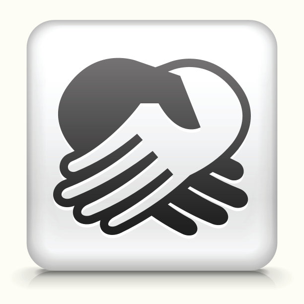 方形按钮与握手版税免费矢量艺术图片下载