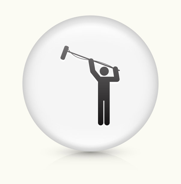 麦克风操作员图标上的白色圆形矢量按钮图片下载