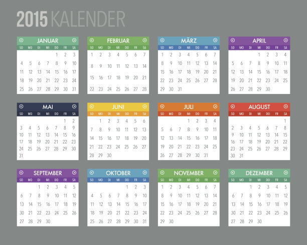 2015年德国日历模板图片下载