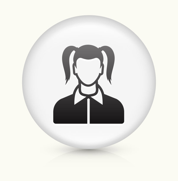 女孩的脸图标上白色的圆形矢量按钮图片下载