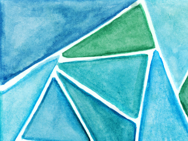 蓝色和绿色色调的手绘三角形形状图片下载