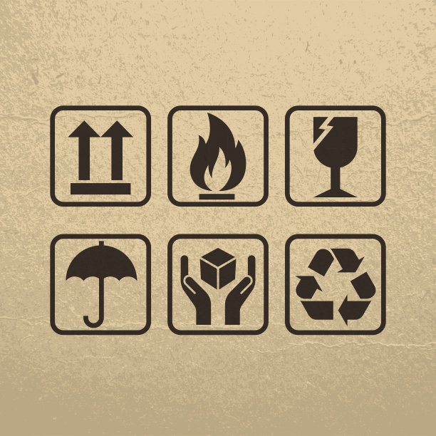 牛皮纸纹理上易碎的符号图片下载