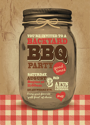 梅森瓶烧烤野餐邀请设计模板图片下载
