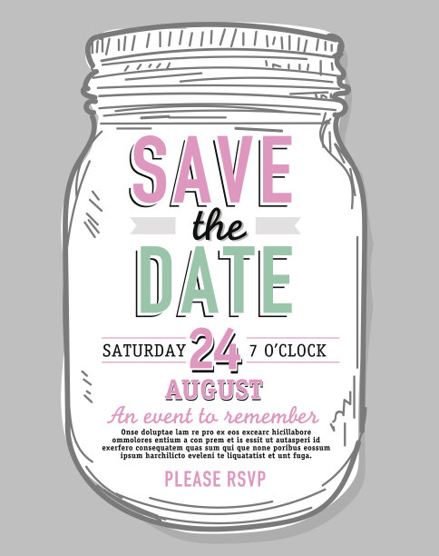 Mason Jar保存日期邀请设计模板图片下载