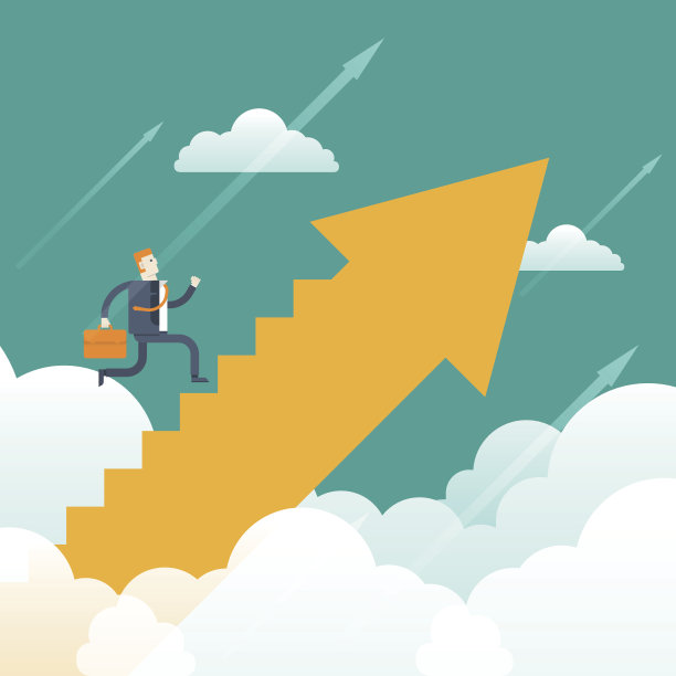 商人跑上楼梯图片下载