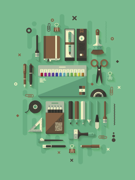 文具平面设计概念图片下载