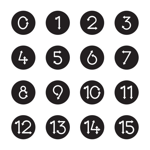 数字箭头图标-黑圈系列图片下载