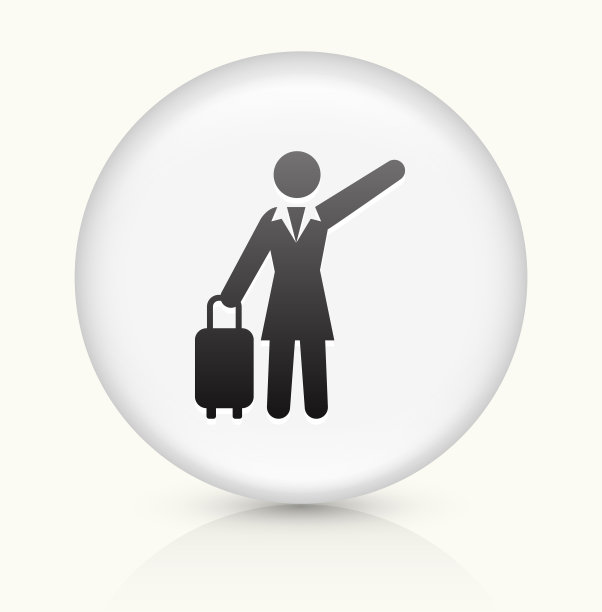 旅行女商人图标上的白色圆形矢量按钮图片下载