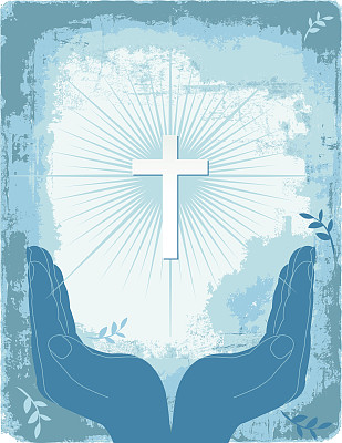 蓝杯手与基督教十字架图片下载