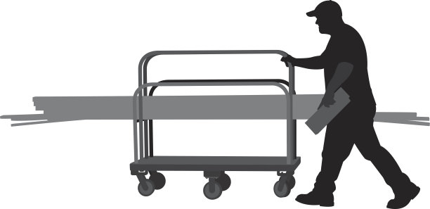 推着木板车的人剪影图片下载