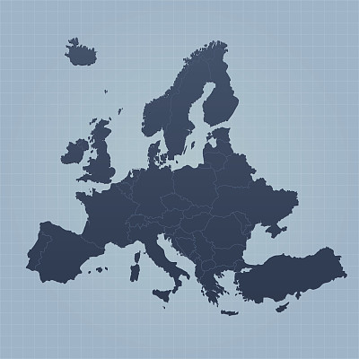 欧洲地图上的蓝色背景与网格图片下载