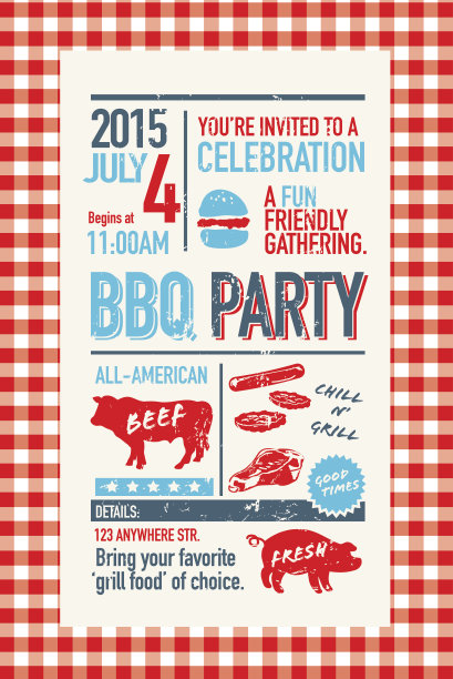 独立日烧烤邀请设计模板图片下载