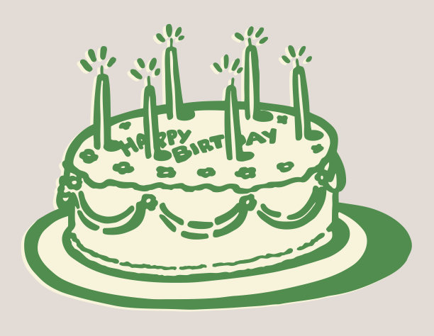 六支蜡烛的生日蛋糕图片下载