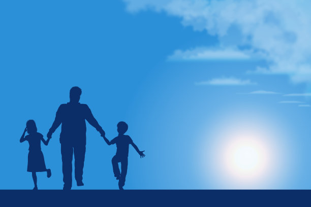 父亲节背景[父亲与孩子剪影]图片下载