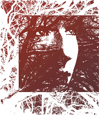 女人和树的纹理背景图片下载