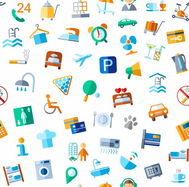 无缝背景，酒店服务，色彩，白色。图片下载