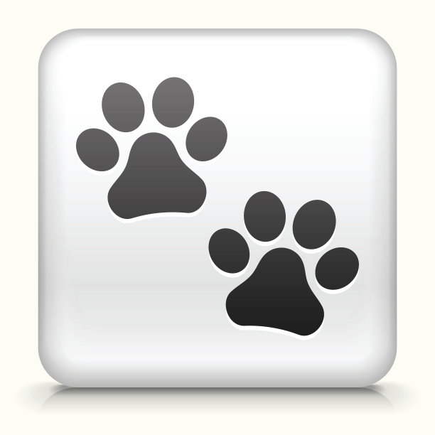 方形按钮与爪印图片下载