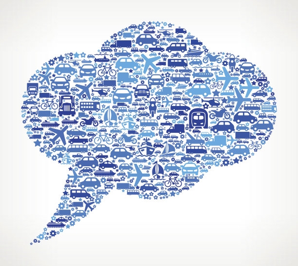 蓝色语音气泡的交通版权免费矢量艺术模式图片下载