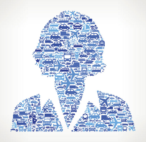 女商人对运输免版税的矢量艺术模式图片下载