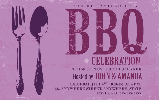 烧烤邀请设计模板与粉红色的色调图片下载