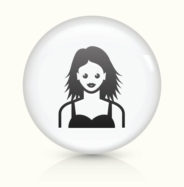 女性脸图标上的白色圆形矢量按钮图片下载