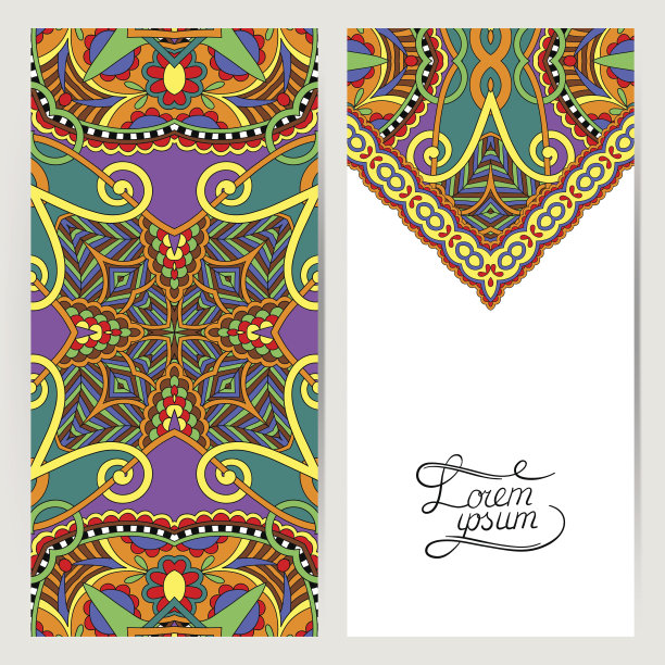 装饰标签卡的复古设计，民族图案图片下载