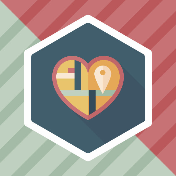 心形的婚礼邀请扁平图标与长影子，eps10图片下载